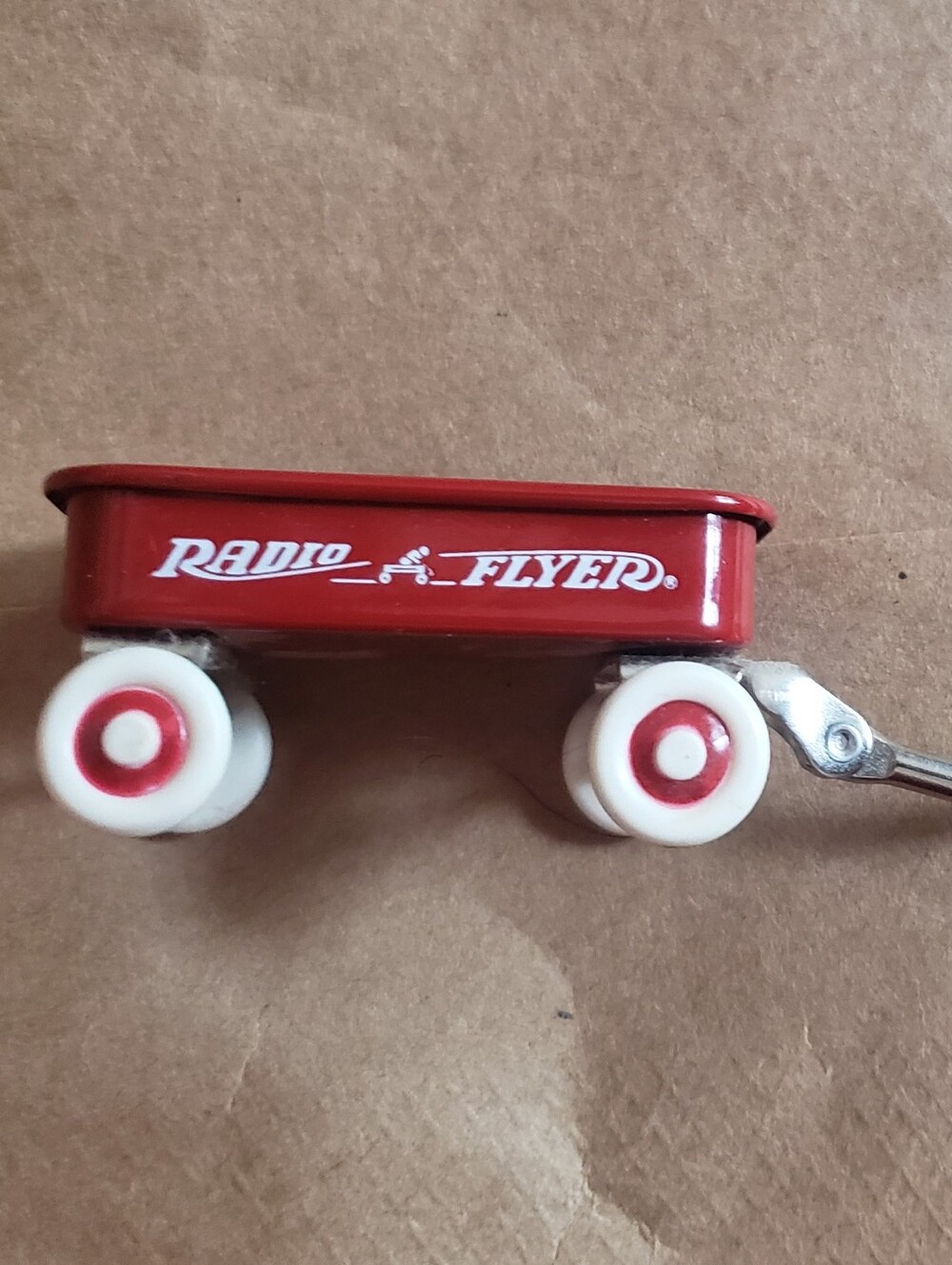 Vintage Red Radio Flyer Metal Wagon  Keychain Wagon Wheels And Handle Move
